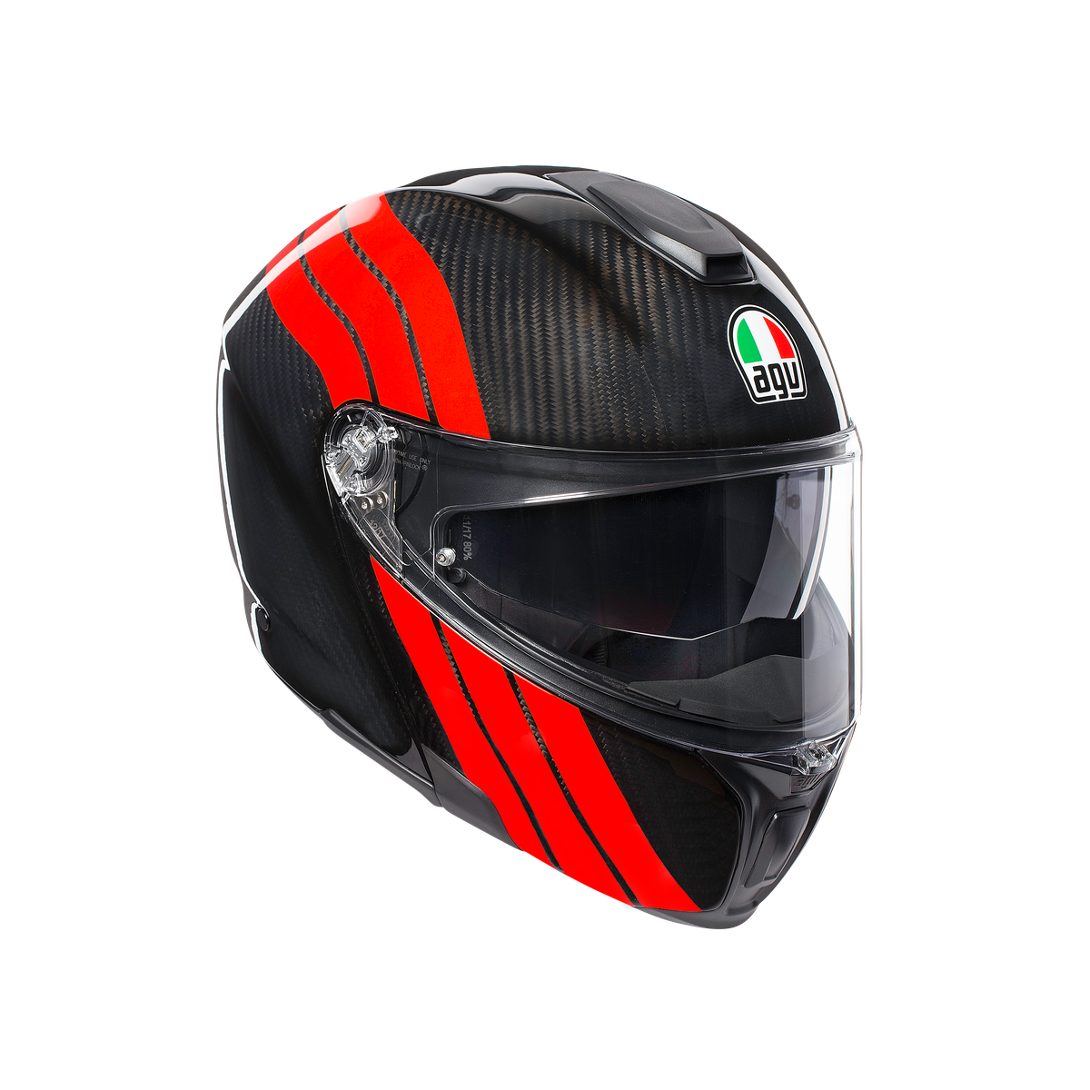 Prilba AGV SPORTMODULAR - STRIPES CARBON/RED