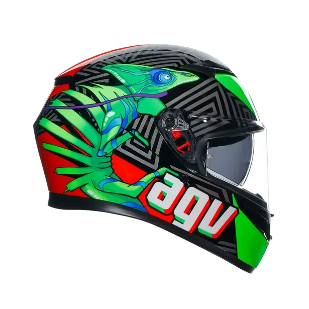 Prilba AGV K3 KAMALEON BLACK/RED/GREE