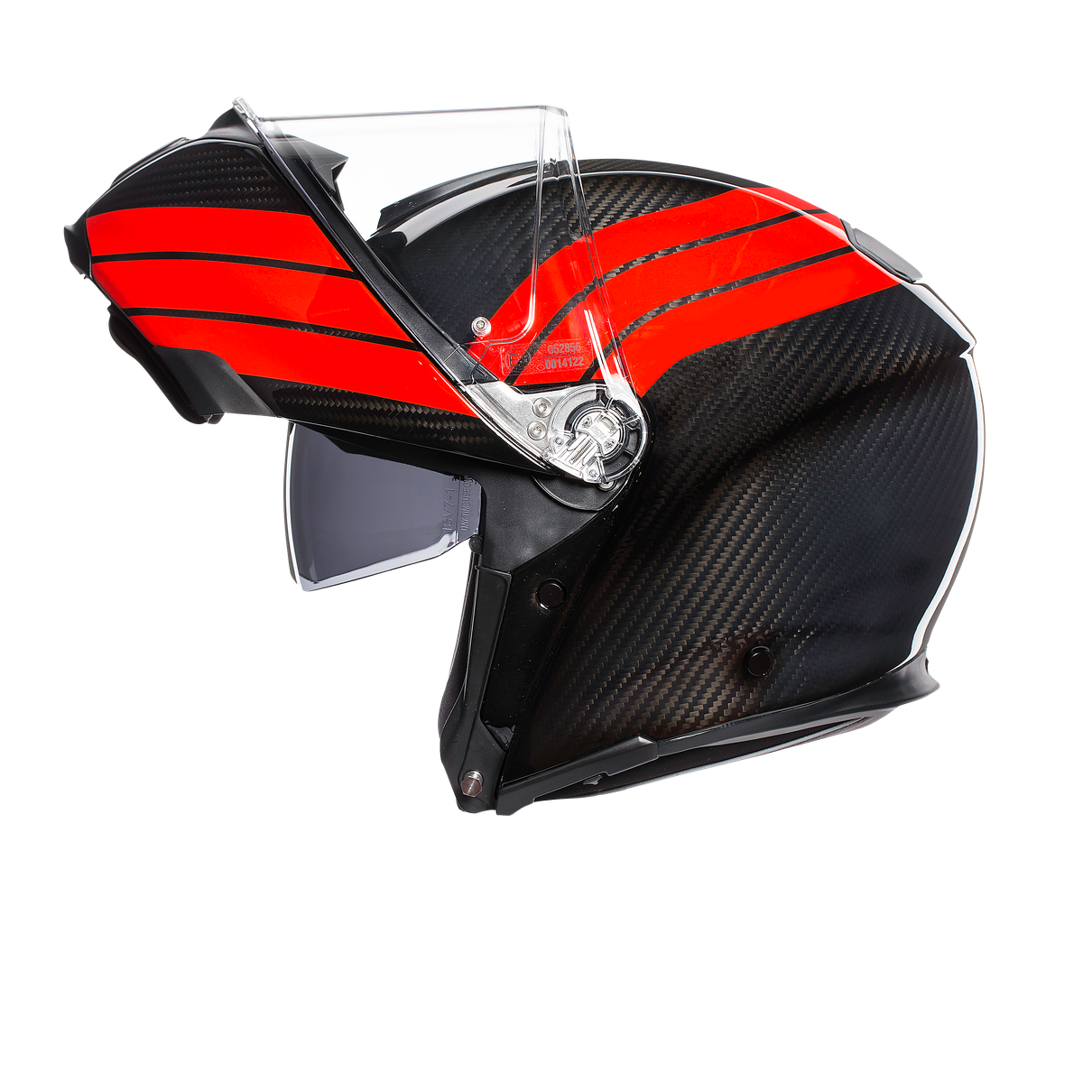 Prilba AGV SPORTMODULAR - STRIPES CARBON/RED